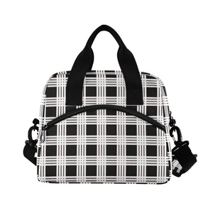 Sacs isothermes portables pour pique-nique et déjeuner, motif Palaka noir et blanc, style hawaïen, petits sacs à lunch personnalisables avec logo - Product Image 2
