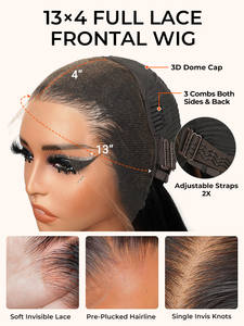 Perruque Bob Lace Frontale 13x4 en Cheveux Humains, Lisse, Brun <span class=keywords><strong>Champignon</strong></span> Clair avec Mèches Blondes, Densité 180%, Sans Colle - Product Image 5