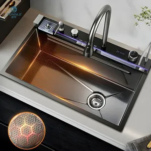 Balina yağmur düşer lavabo mutfak 304 paslanmaz çelik modern mutfak lavabo akıllı mutfak lavabo