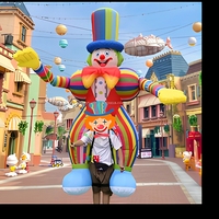 Costume de Clown Gonflable Géant 3,5M pour Adulte, Mascotte de Cirque, Défilé, Marionnette Ambulante Rayée Colorée pour Carnaval