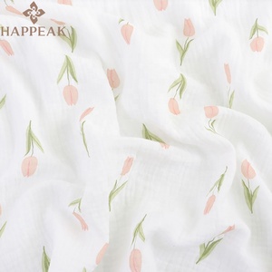 HAPPEAK Impreso Tulipanes Muselina Tejido Algodón Doble Capa Gasa Tela Textil para Manta de Bebé - Product Image 5