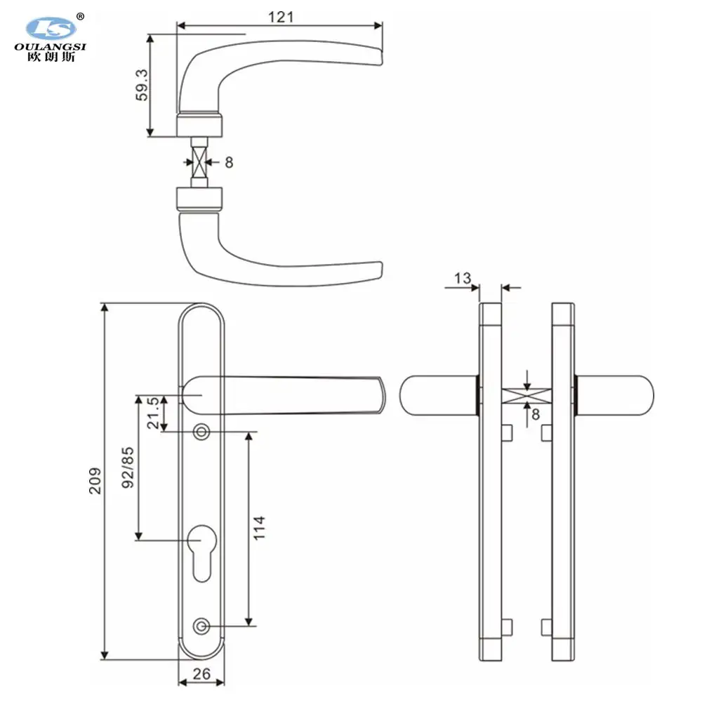 Manija de puerta corredera de aluminio, precio bajo de fábrica