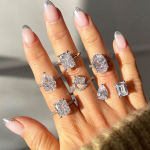 Hot Sell S925 <b>Silver</b> 4ct Rectangle Eternity Band 5A 8A Cubic Zirconia Halo Promise Engagement Wedding Stainless Steel <b>Ring</b> <b>Men</b> - Product Image 1