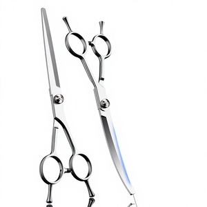 Ensemble de ciseaux de toilettage <span class=keywords><strong>pour</strong></span> <span class=keywords><strong>chien</strong></span> avec ciseaux à dents plates courbées et ciseaux à dents courbées <span class=keywords><strong>pour</strong></span> la coupe de poils de Teddy - Product Image 1