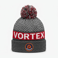 Bonnet Jacquard Haute Qualité Hiver Broderie Logo Tricoté Sport Club Bonnets à Pompon Chapeaux de Hockey Fabrication Personnalisée de Bonnets à Pompon