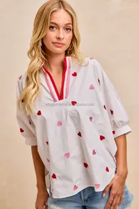 <span class=keywords><strong>Camicetta</strong></span> da donna <span class=keywords><strong>con</strong></span> scollo a V San Valentino <span class=keywords><strong>con</strong></span> cuore tutto stampato a maniche corte ampia <span class=keywords><strong>camicetta</strong></span> Casual - Product Image 5