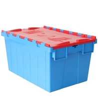 Grande boîte de transport en plastique empilable et emboîtable pour entrepôt, supermarché, logistique et distribution, avec couvercle