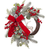 Couronne de Noël transfrontalière nouvelle collection, fleurs artificielles en plastique à suspendre à la porte, style européen et américain, vente chaude