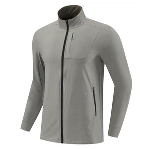 Nouvelle veste de sport d'extérieur automne 2026 pour homme – Col montant zippé intégral en nylon polyamide uni, manches longues, pour fitness, course et entraînement - Product Image 5