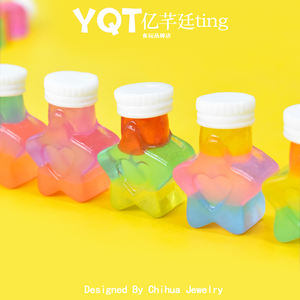 Nouveau Cabochon en résine 3D en forme de bouteille étoilée lumineuse, miniature de boisson pour la décoration de maison de poupée DIY, pendentif, matériel fait main - Product Image 4