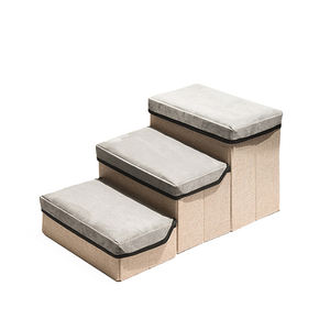Hochwertige beige faltbare Hunde treppe mit Stauraum für kleine Hunde 3 4 Stufen verstellbare Haustier treppen rampe für Betten - Product Image 1