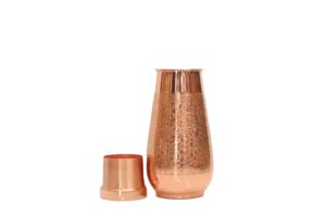 Premium Mughal-Style Engraved Copper Bedroom <b>Jar</b> - Antique Finished Artisanal Nightstand Water Pitcher with Glass Lid - Product Image 5