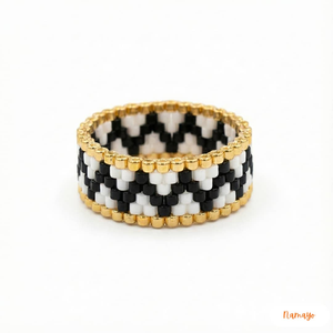 Namayo Women's Bohemian Modern Handmade Miyuki Beaded Geometric <b>Ring</b> 18K Gold Plated US Size 5-9 - Product Image 6