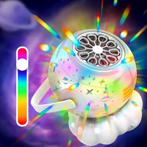 Machine à bulles sur le thème de l'espace avec base nuageuse et chargement USB pour enfants de 2 à 4 ans, jouet en plastique unisexe - Product Image 4