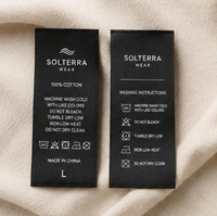Étiquettes souples sans étiquette thermocollante pour sous-vêtements, en film TPU PET, avec impression sérigraphique pour instructions de lavage