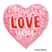 Ballon en feuille géant en forme de cœur de 63 pouces, taille super grande, mélange de couleurs pour les fêtes, décoration de fête de la Saint-Valentin, mariage
