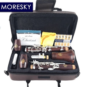 Clarinete MORESKY Bb de Madera Roja, Clarinete Plateado con 17 Llaves, Mopane Sib Klarnet M66 - Product Image 1