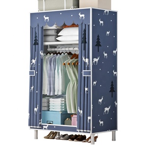 Latest Design Bedroom Modern Portable Uganda Folding White Cloth Steel Wardrobes Organizer Clothes Cabinet Storage for Kids