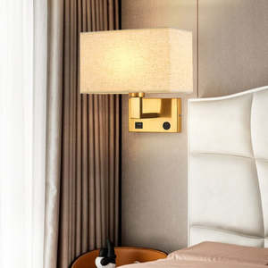 Nouveau design Lampes murales pour chambre à coucher Applique nordique pour lit Éclairage chargeant avec abat-jour en tissu - Product Image 3