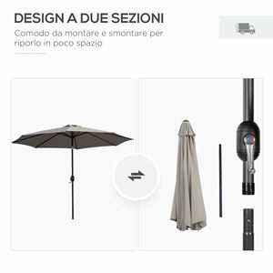 Outsunny Garden Umbrella 3x2,50 M Inclinable, con Manivela y Poste Extraíble Gris Claro - Product Image 6