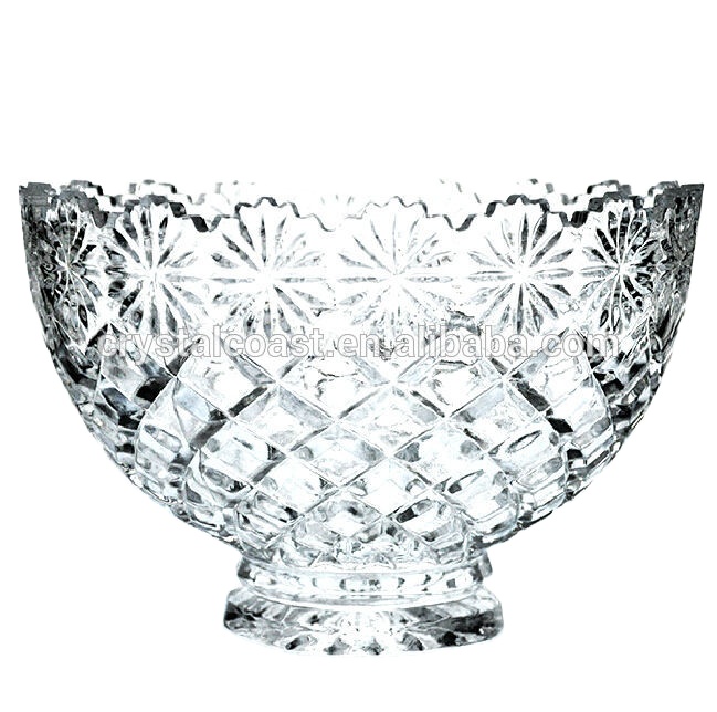 ガラスボウルひまわりフルーツクリスタルボウル刻印ボヘミア