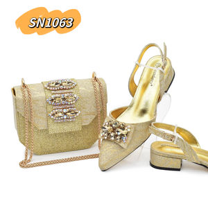 Inmyshop Vendita Calda Set di Scarpe e Borsa in Pelle PU Italiana di Alta Qualità con Strass <span class=keywords><strong>Tacco</strong></span> <span class=keywords><strong>Basso</strong></span> Bellissimo Set di Scarpe e Borsa da <span class=keywords><strong>Donna</strong></span> per Feste Africane - Product Image 5