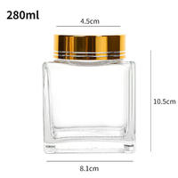 180ml 280ml 360ml 500ml 730ml Couverture en bois épaissie Grande bouche Bouteille de miel carrée plate Pot de bouteille en verre à haute transparence