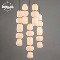 Décoration intérieure moderne, lustre suspendu en verre personnalisé avec LED en acier inoxydable pour villa, hôtel, hall d'entrée, escalier
