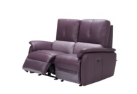 Sofá Reclinable Eléctrico de Cuero de Lujo, Personalizado para Cine en Casa o Villa, con Portavasos Refrigerante LED, de Cuero Genuino, Dos Plazas