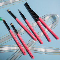 Nouveau style pour ensemble de stylos de nail art en plastique rose, pinceaux en nylon à têtes multi-formes avec capuchon, design floral à tête ronde pour le durcissement