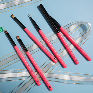 Nuevo Estilo de Juego de Pinceles de Plástico Rosa para Decoración de Uñas, Pinceles de Nailon con Múltiples Puntas y Tapas, Diseño de Flores con Punta Redonda - Product Image 3