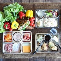Plateau repas rectangulaire à 4 compartiments en acier inoxydable 304 avec couvercle pour fruits et aliments