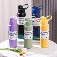 Botella de Agua de Acero Inoxidable con Aislamiento, Termo de Doble Pared, Tapa Flexible, Paja, Viaje, Deportes, Camping, Gimnasio, 28 oz