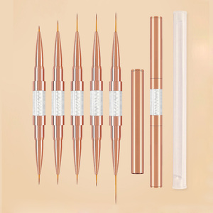 Pinceau à ongles double embout 2-en-1 avec manche métallique doré, tailles 5mm, 7mm, 9mm, 12mm, 15mm, 20mm, pour liner et gel, idéal pour la manucure en salon - Product Image 1