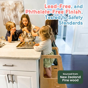 Nuova Torre di Apprendimento in Legno per Bambini con Ringhiera di Sicurezza, Ausilio per la Cucina con Altezza Regolabile e Protezione Antiscivolo - Product Image 2