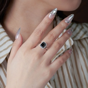 YSYH 925 <strong>Silver</strong> Rhodium Plated Square Cut Moissanite <strong>Ring</strong> 3ct <strong>Big</strong> Size Black Moissanite <strong>Ring</strong> for Women - Product Image 4