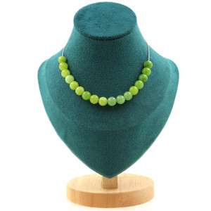 Peridot 8 mm 15 <b>beads</b> <b>necklace</b>, stainless steel chain - Product Image 1