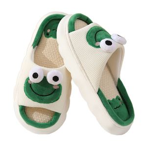 Pantoufles d'hiver pour femmes, pantoufles en EVA avec animaux en peluche, pantoufles de dessin animé, pantoufles d'intérieur et d'extérieur, pantoufles en peluche de coton et de lin, pantoufles grenouille - Product Image 1
