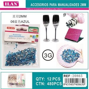 Strass Ilan 2 mm blu per artigianato, confezione da 3G - Product Image 1