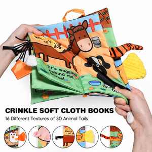 Libro de Tela de Animales para Bebés de 6 a 12 Meses, Libro de Texturas para Tocar y Arrugar - Product Image 1