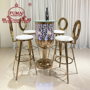 โต๊ะบาร์ค็อกเทลสีทองเฟอร์นิเจอร์สำหรับงานแต่งงานโต๊ะสูงและเก้าอี้บาร์ - Product Image 5