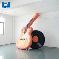 Guitarra Inflable Gigante Personalizada, Modelo de Disco de Vinilo, para Decoración de Escenarios en Eventos y Festivales de Música al Aire Libre
