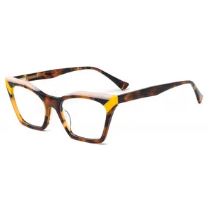 Nova Tendência Moda Acetato Óculos Ópticos Quadro Grande Quadro das Mulheres Óculos Planos Personalizados
