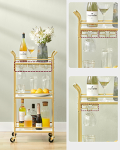 <span class=keywords><strong>VASAGLE</strong></span> Chariot <span class=keywords><strong>de</strong></span> service moderne avec porte-verres Roues et porte-bouteilles Chariot <span class=keywords><strong>de</strong></span> bar avec rangement - Product Image 4