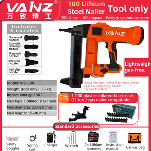 <span class=keywords><strong>Agrafeuse</strong></span> électrique sans fil Vanz de qualité industrielle avec batterie lithium-ion 4.0Ah, moteur sans balais et construction en acier inoxydable pour béton - Product Image 4