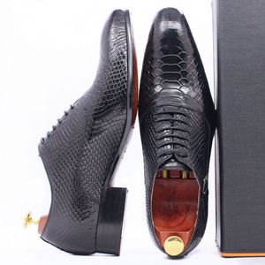 Chaussures habillées classiques pour hommes en cuir Oxford à prix d'usine, imprimé peau de serpent, à lacets avec boucle décorative - Product Image 3