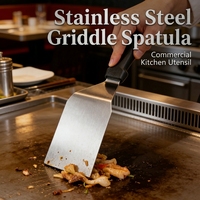 Spatule de cuisine en acier inoxydable de qualité supérieure, spécifications européennes, spatule à œufs, spatule de cuisine avec poignée antidérapante en PP, directement de l'usine