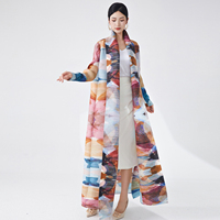 Robe Abaya Plissée Élégante et Tendance pour Femme Musulmane, Grande Taille, Longueur Cheville, Respirante, Extensible dans les Quatre Sens, en Polyester Imprimé pour le Printemps