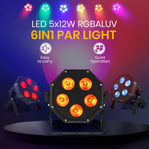 ไฟเวทีแบบมืออาชีพ 5x12W RGBALUV 6in1 ขนาด 6 นิ้ว 16 บิต ปรับหรี่แสงได้อย่างราบรื่น ไฟ LED Par แบบเงียบ - Product Image 2
