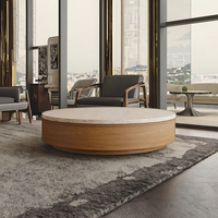 Meubles de salon modernes Sageliving Nouveau design Table centrale ronde haut de gamme en marbre Table basse en bois massif de taille personnalisable